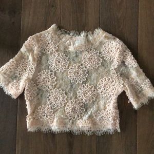 Sequins peach lace crop top! dressy size L